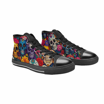 WOMEN'S Skull High Top Canvas Grunge Sneakers