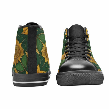 MEN'S Sunflower Mandala Kaleidoscope High Top Canvas Neon Fantasy Sneakers