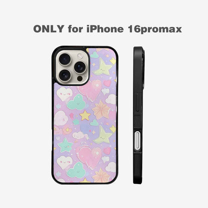iPhone 16 Pro Max Case — Cute Kawaii Style Generic Icons Stars, Custom Designed Case Cover