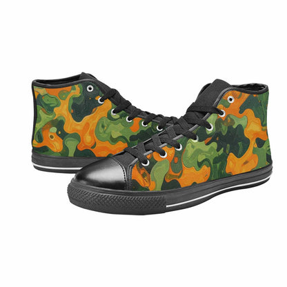 MEN'S Military Camouflage Blotch High Top Canvas Wallpaper Art Shoes
