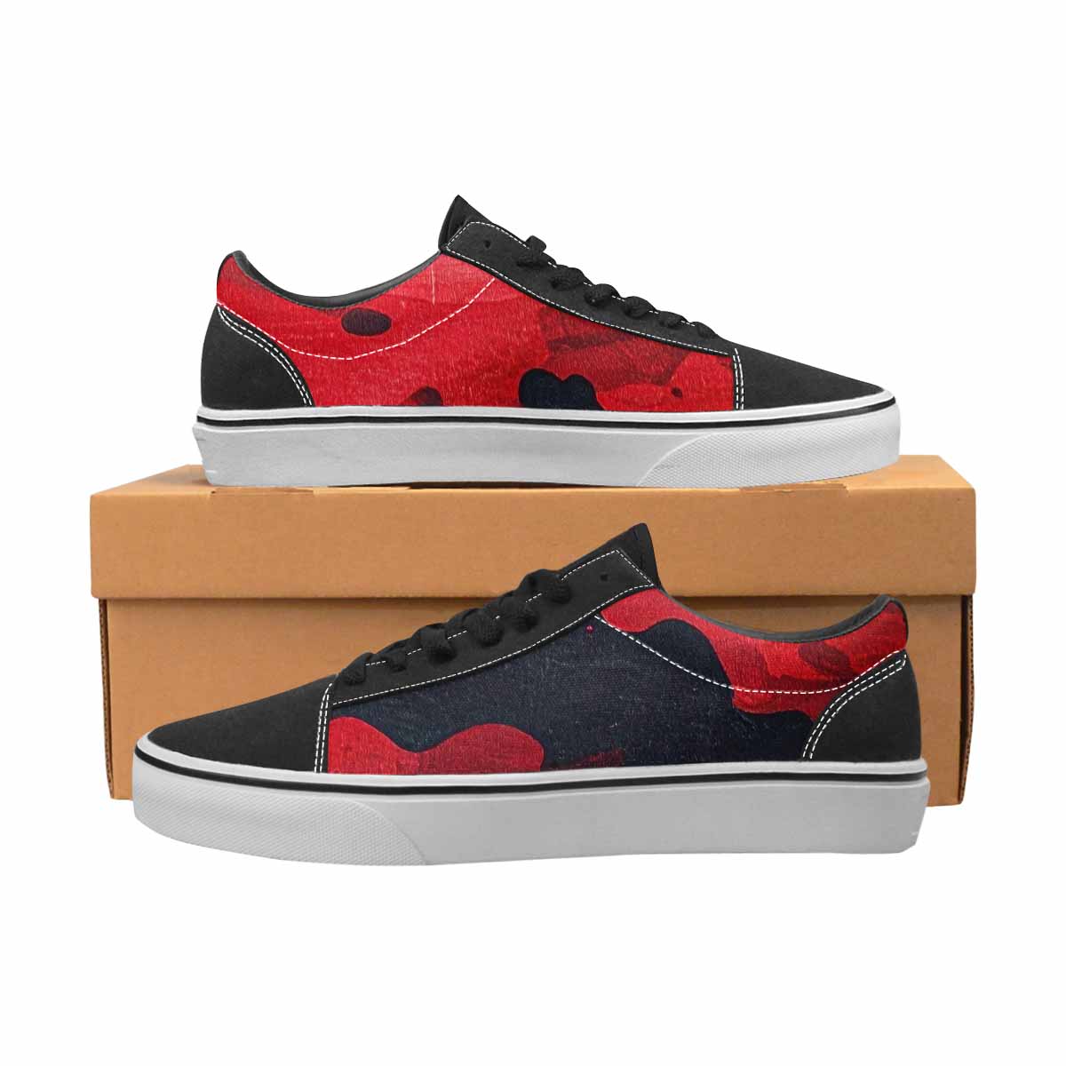 WOMEN'S Tactical Camo Red Black Canvas Lace-Up Surreal Shoes