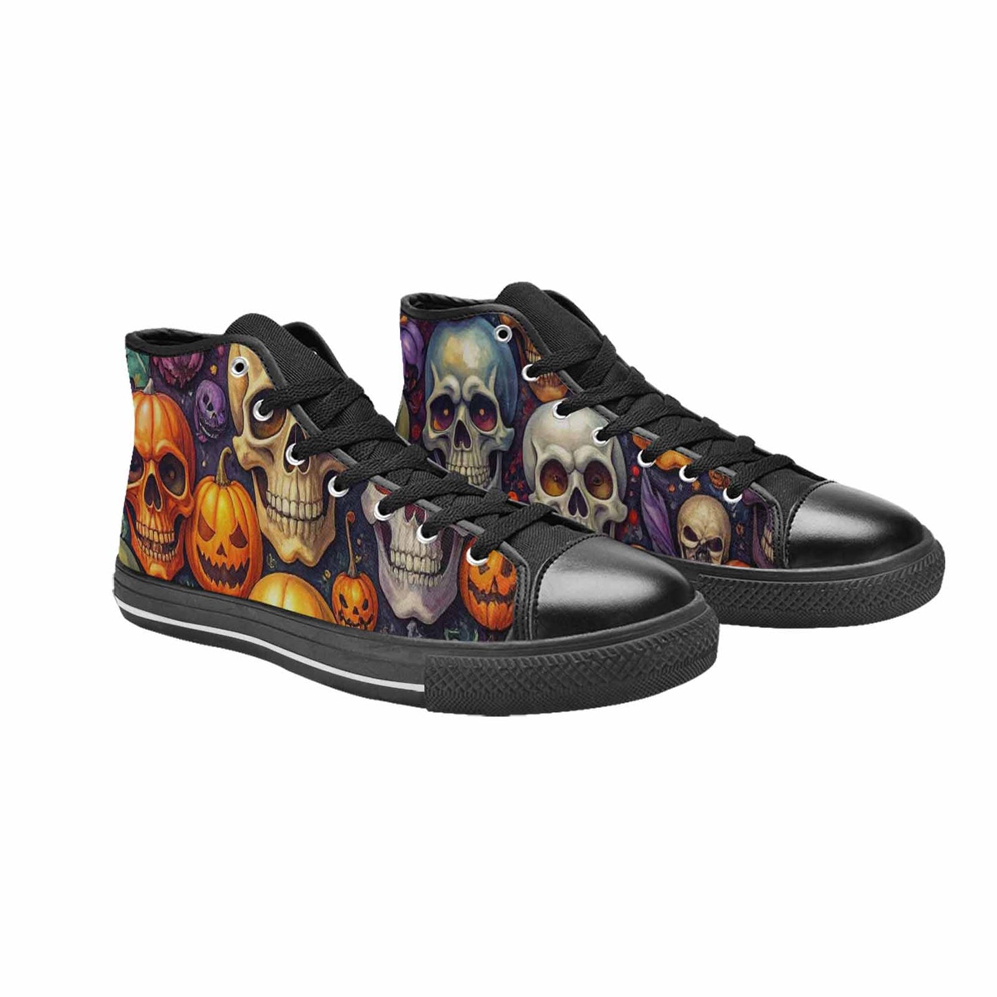 WOMEN'S Skulls - Halloween High Top Canvas Neon Fantasy Custom Sneakers