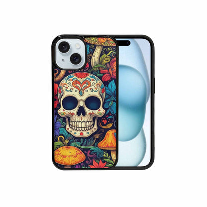iPhone 15 Case — Mushrooms And Skulls, Custom Printed Phone Case