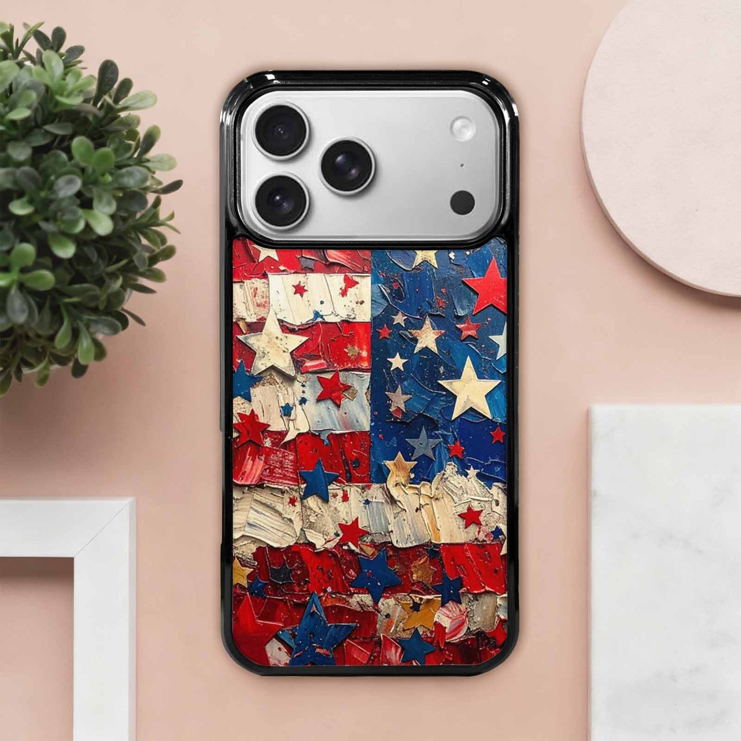 iPhone 17 Pro Max Case — Patriotic Stars And Stripes Galaxy Space, Personalized Phone Case