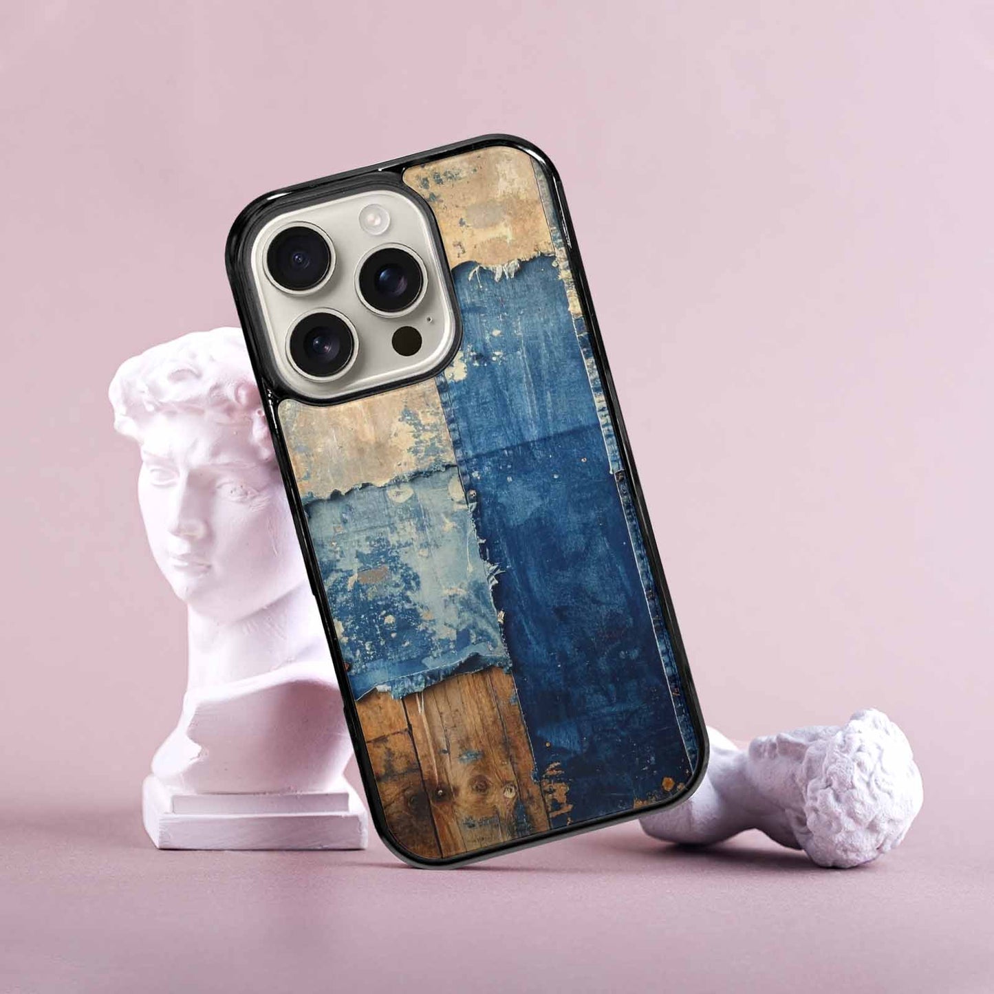 iPhone 16 Pro Case — Denim Distressed Textures Print Edge To, Custom Print Case Cover