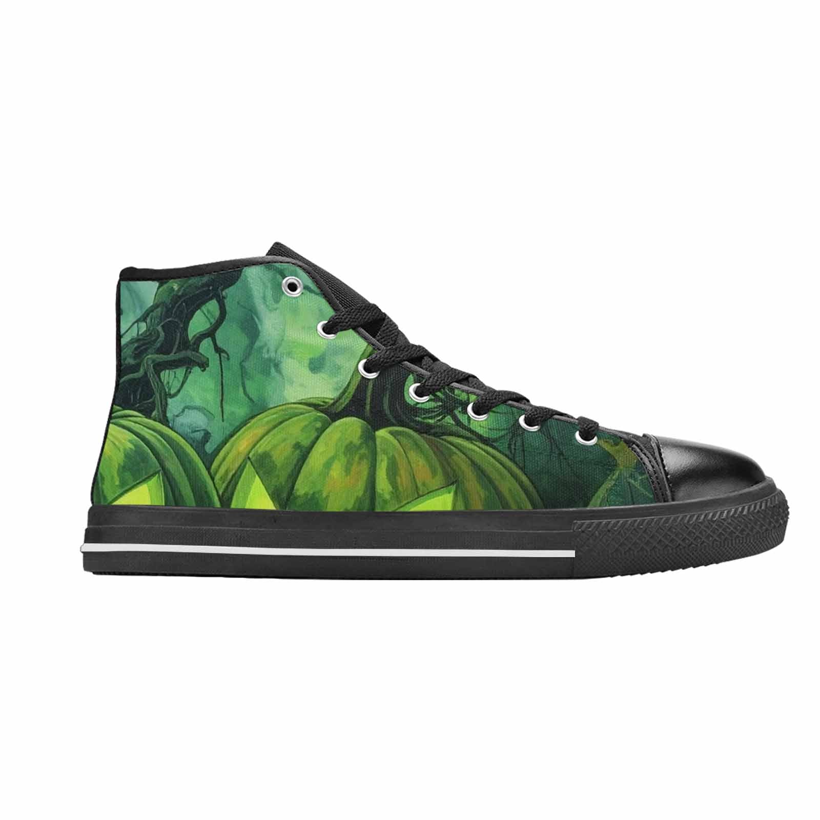 WOMEN'S Halloween Glowing Jackolantern High Top Canvas Surreal Custom Sneakers
