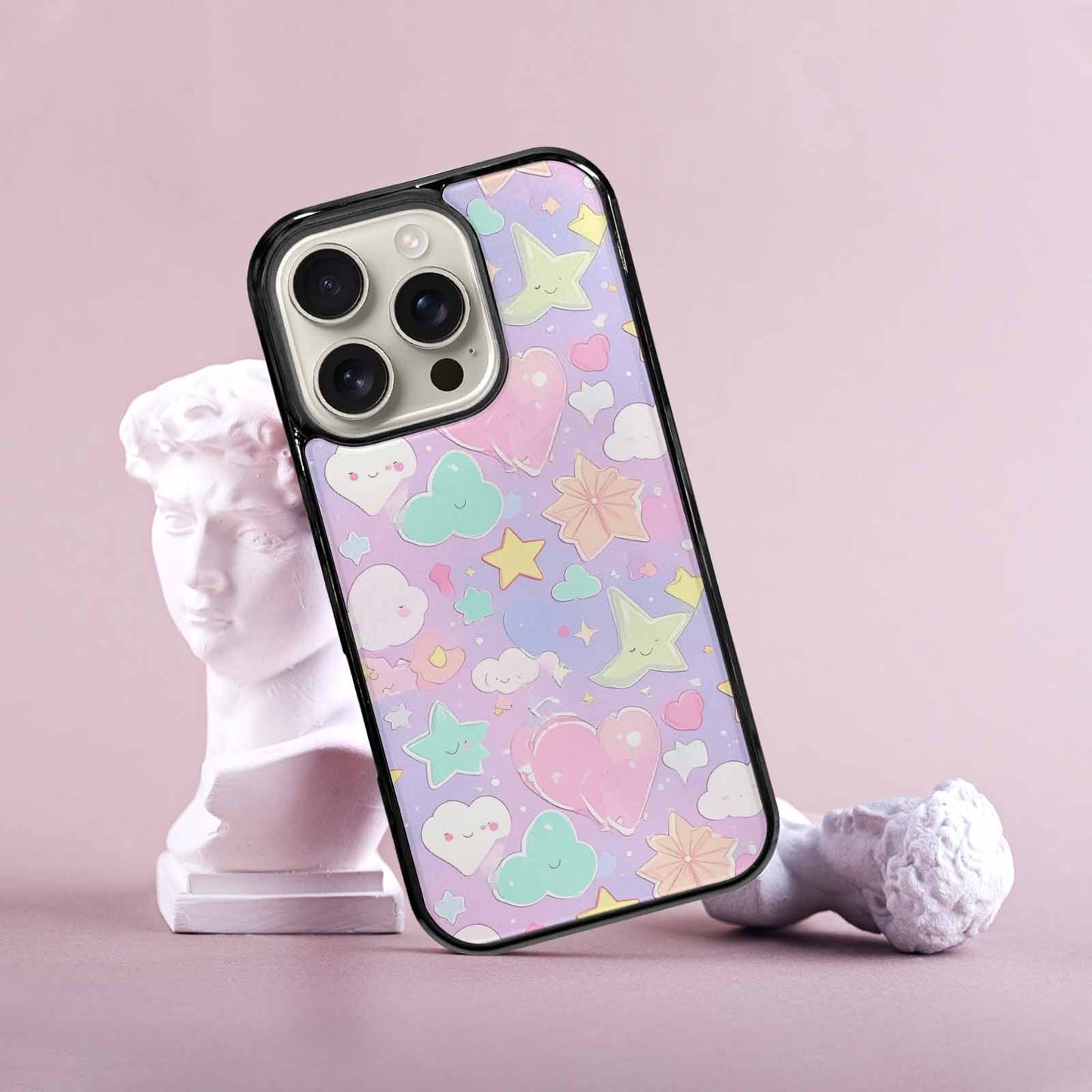 iPhone 16 Pro Case — Cute Kawaii Style Generic Icons Stars, Personalized Phone Case