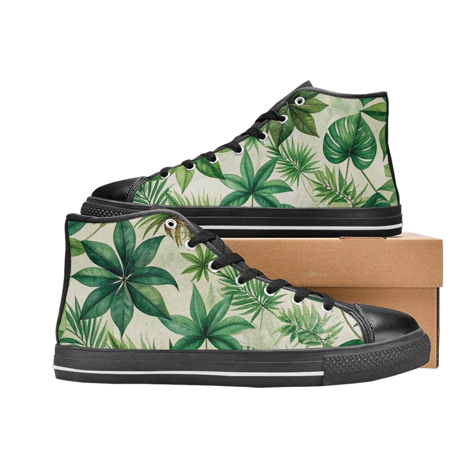 MEN'S Seven-Point Palmate Leaf High Top Canvas Grunge Sneakers