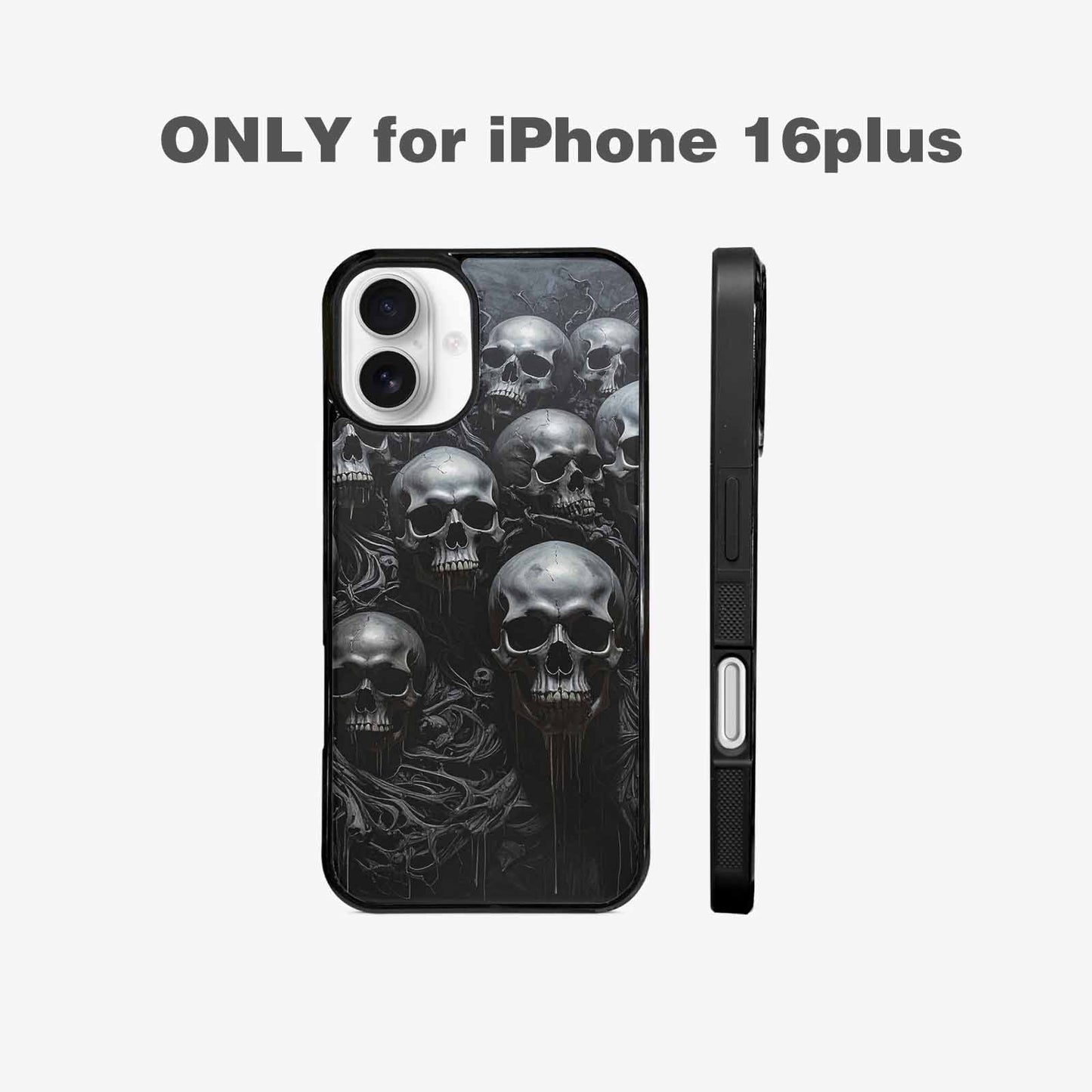 iPhone 16 Plus Case — Grey Dark Black And Grey Tones, Custom Designed Case Cover