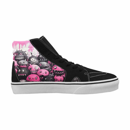 MEN'S Monsters Black & Pink Ink High Top Canvas Artist-designed Neon Fantasy Sneakers