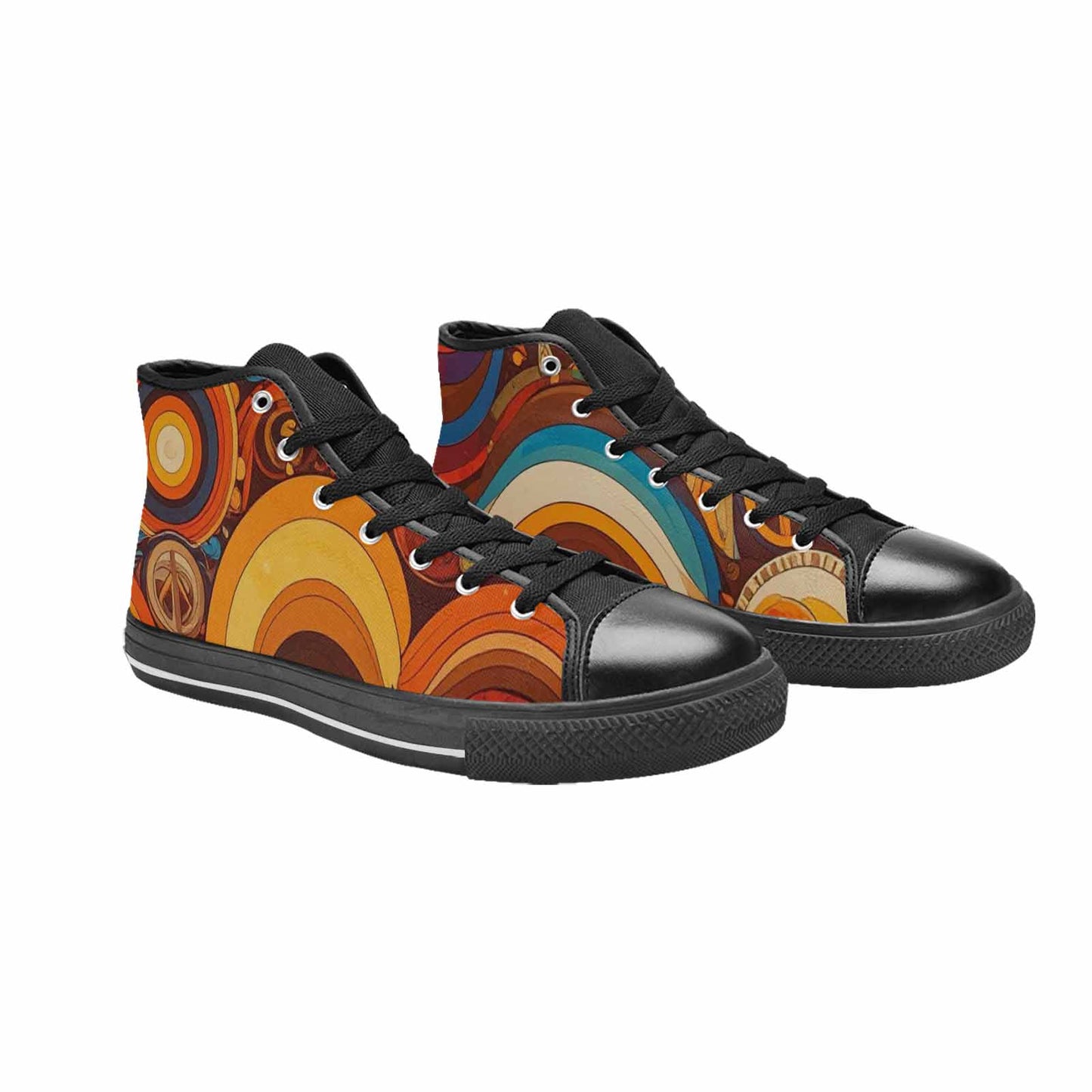 WOMEN'S Groovy 70S Peace High Top Canvas Dark Academia Shoes