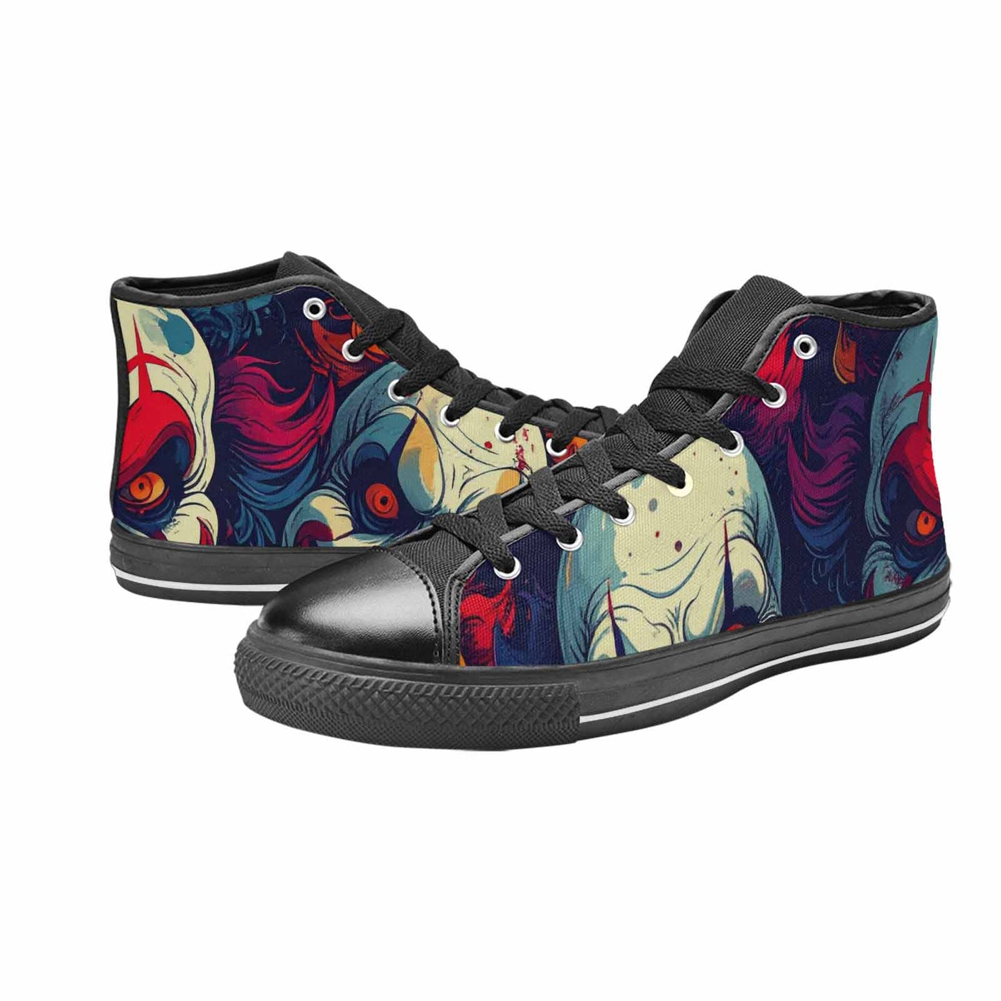 MEN'S Evil Clown Cartoon High Top Canvas Wallpaper Art Custom Sneakers