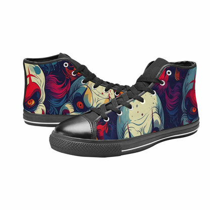 MEN'S Evil Clown Cartoon High Top Canvas Wallpaper Art Custom Sneakers