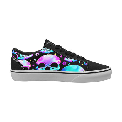 WOMEN'S Bright Skulls Low Top Skateboarding Cottagecore Custom Sneakers