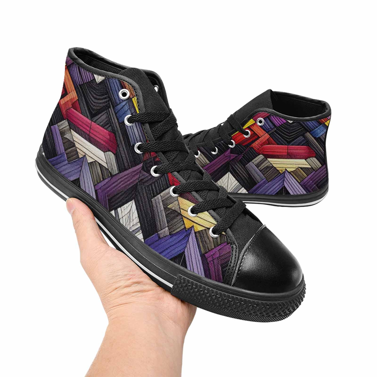 MEN'S Asexual Flag Color High Top Canvas Aesthetic Custom Shoes