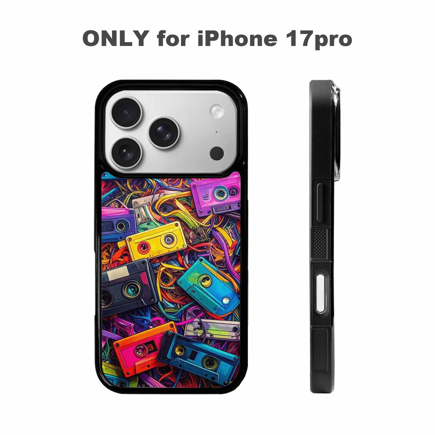 iPhone 17 Pro Case — Retro Cassette Tape Pattern Hundreds Retro, Custom Art Phone Cover