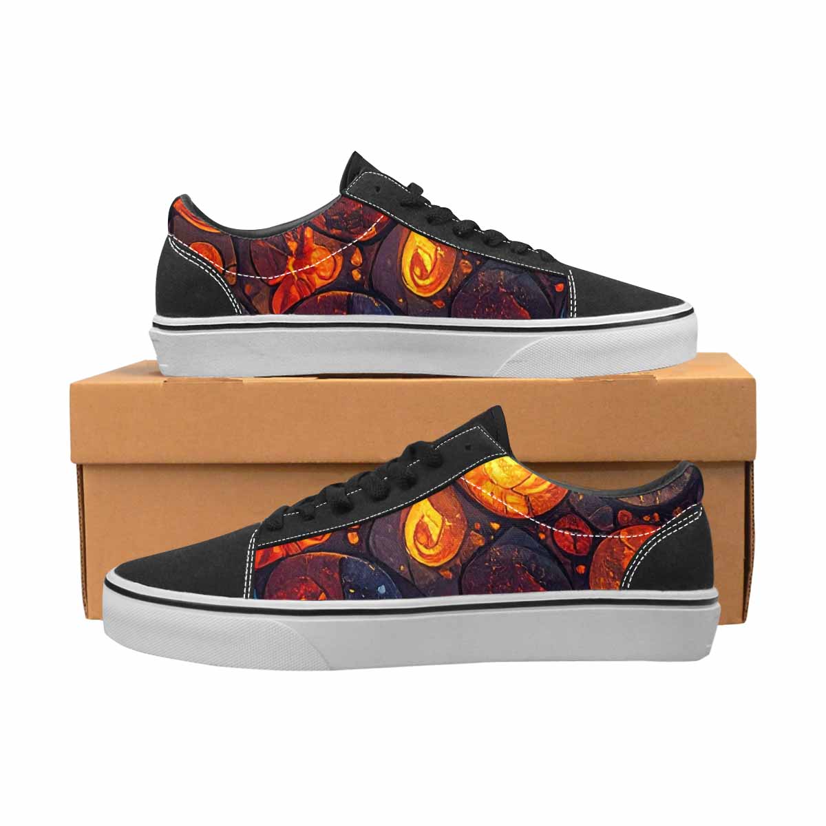WOMEN'S Fire Flame Canvas Lace-Up Cottagecore Custom Sneakers