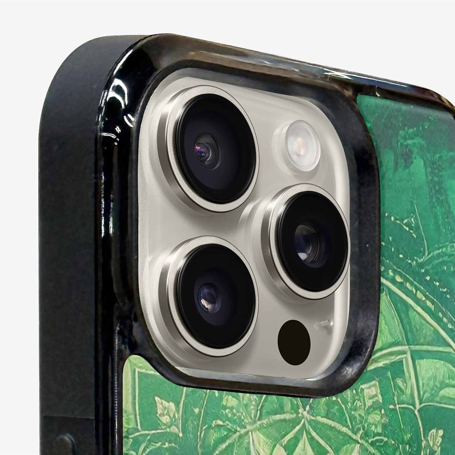 iPhone 15 Pro Max Case — Green Mandala Bohemian Print Edge To, Unique Phone Case Design