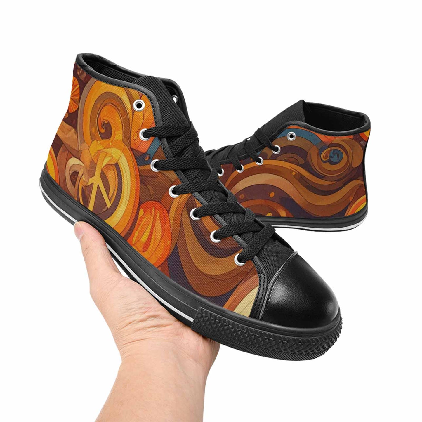 WOMEN'S Groovy 70S Peace High Top Canvas Cottagecore Custom Sneakers