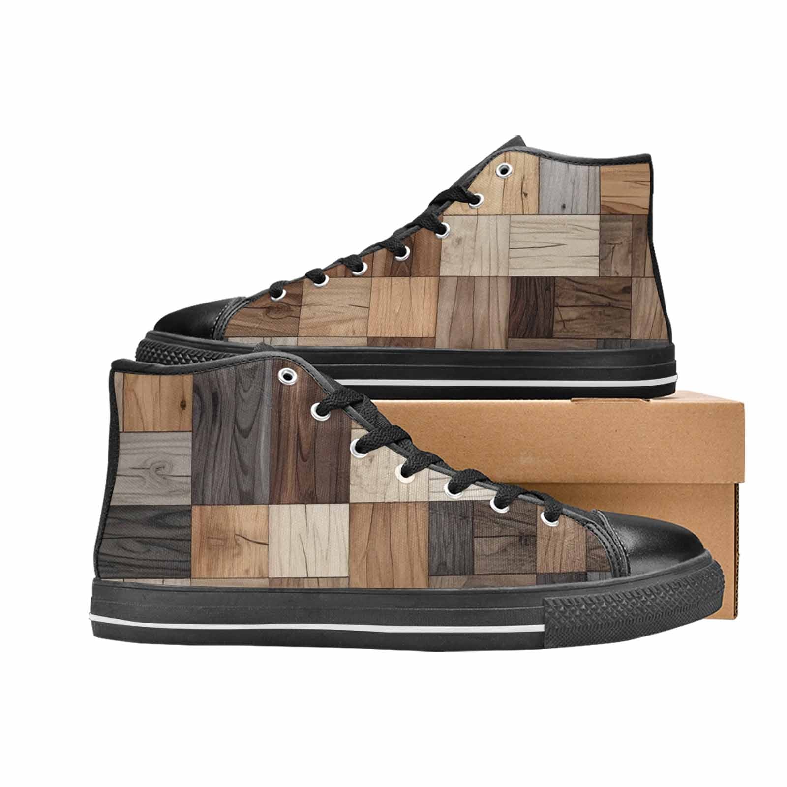 WOMEN'S Wood Grain Texture High Top Canvas Cottagecore Shoes