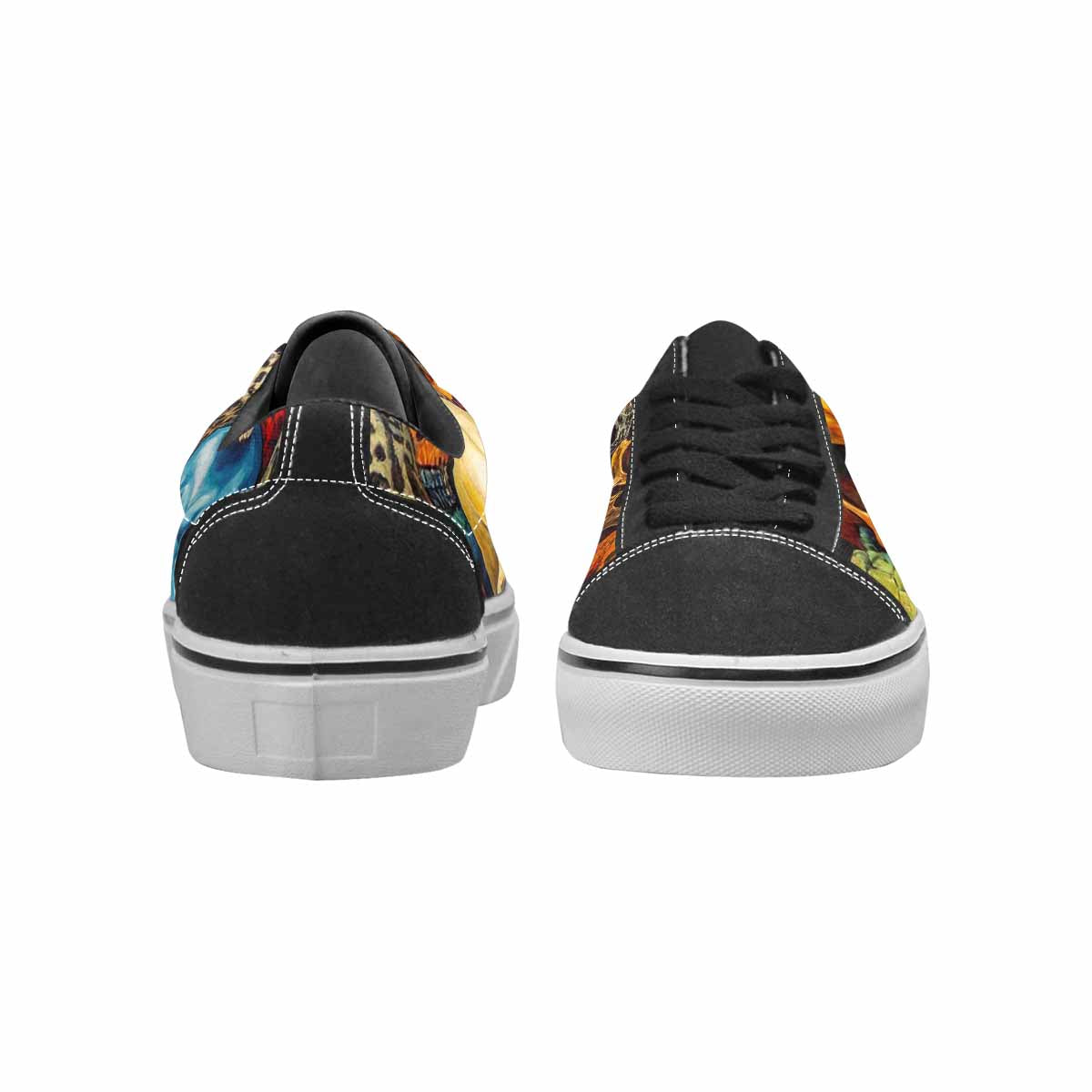 WOMEN'S Skulls  Animal Print Lace-Up Canvas Kaleidoscope Custom Sneakers