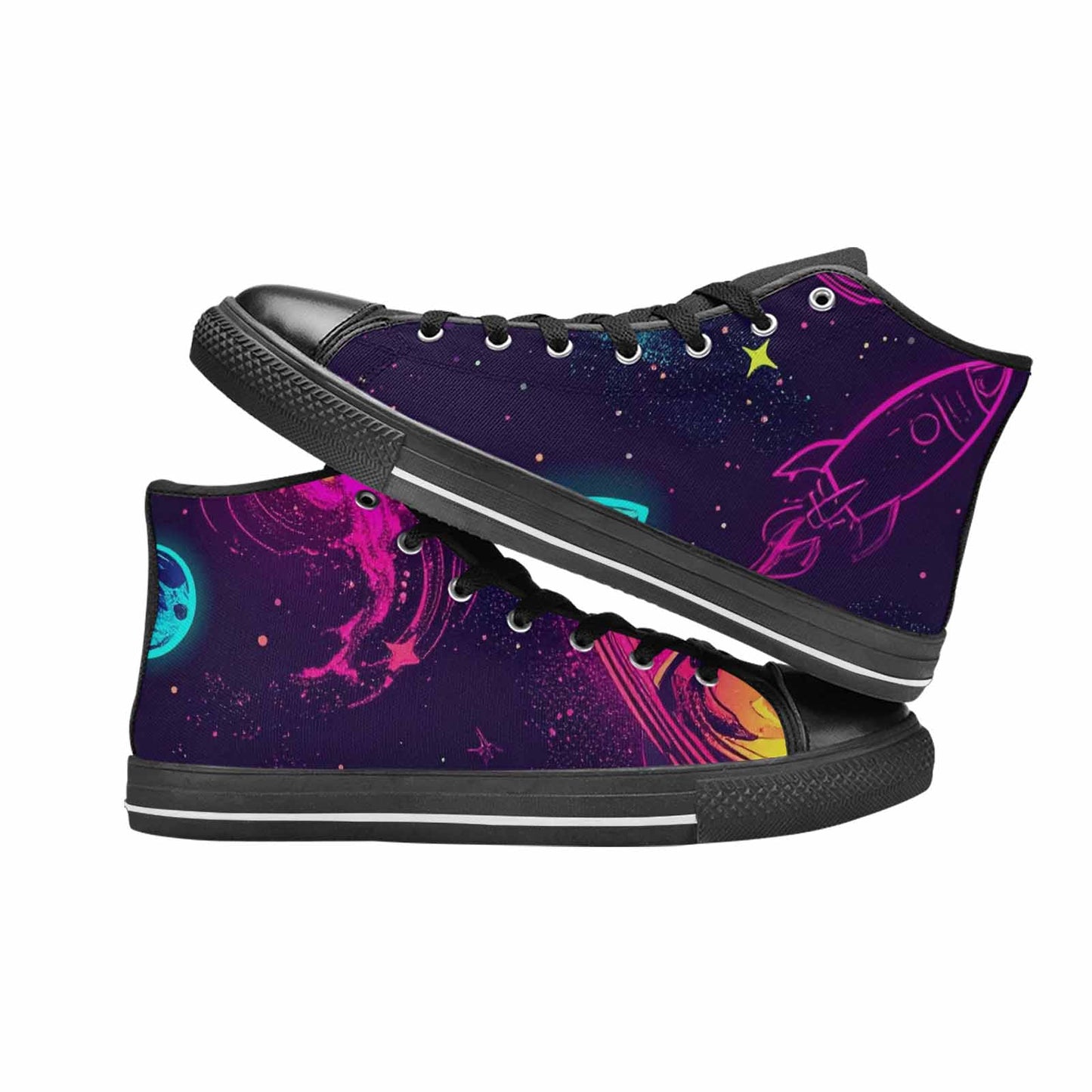 WOMEN'S Space Galaxy Astronaut High Top Canvas Aesthetic Custom Sneakers