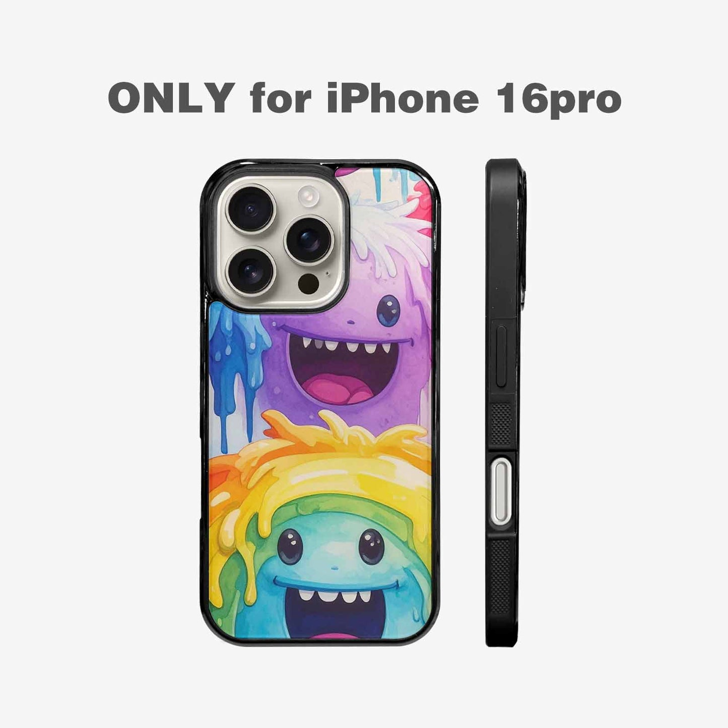 iPhone 16 Pro Case — Rainbow Sherbet Monster, Custom Art Phone Cover