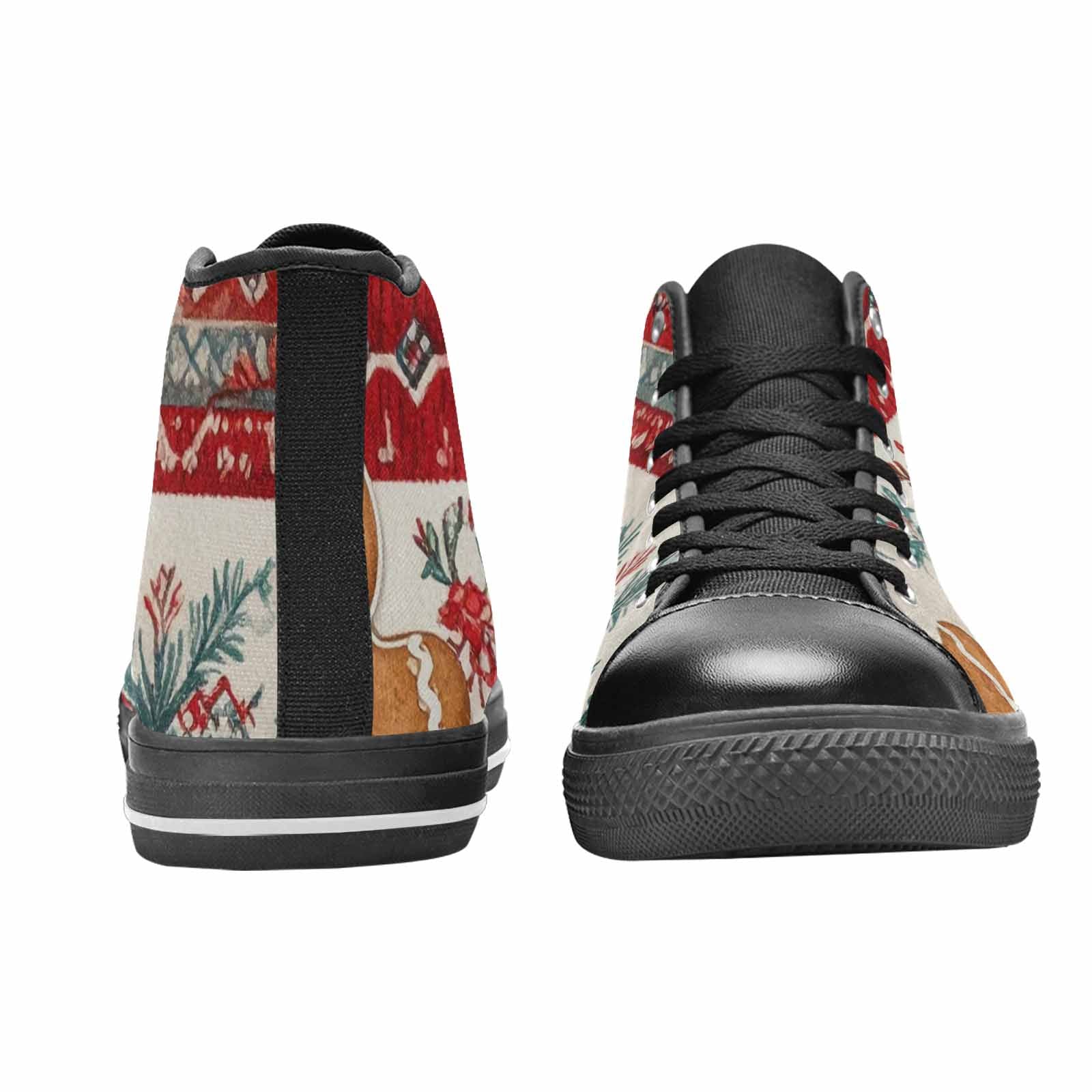 WOMEN'S Christmas Holly Snowflake High Top Canvas Surreal Custom Sneakers
