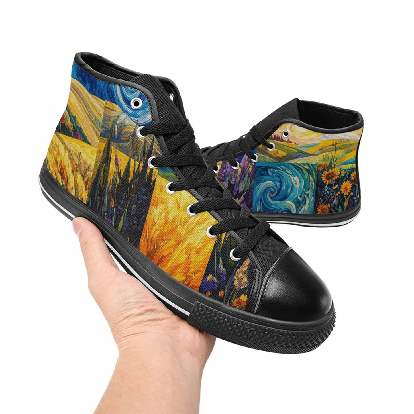 MEN'S Van Gogh-Style Swirl High Top Canvas Aesthetic Sneakers