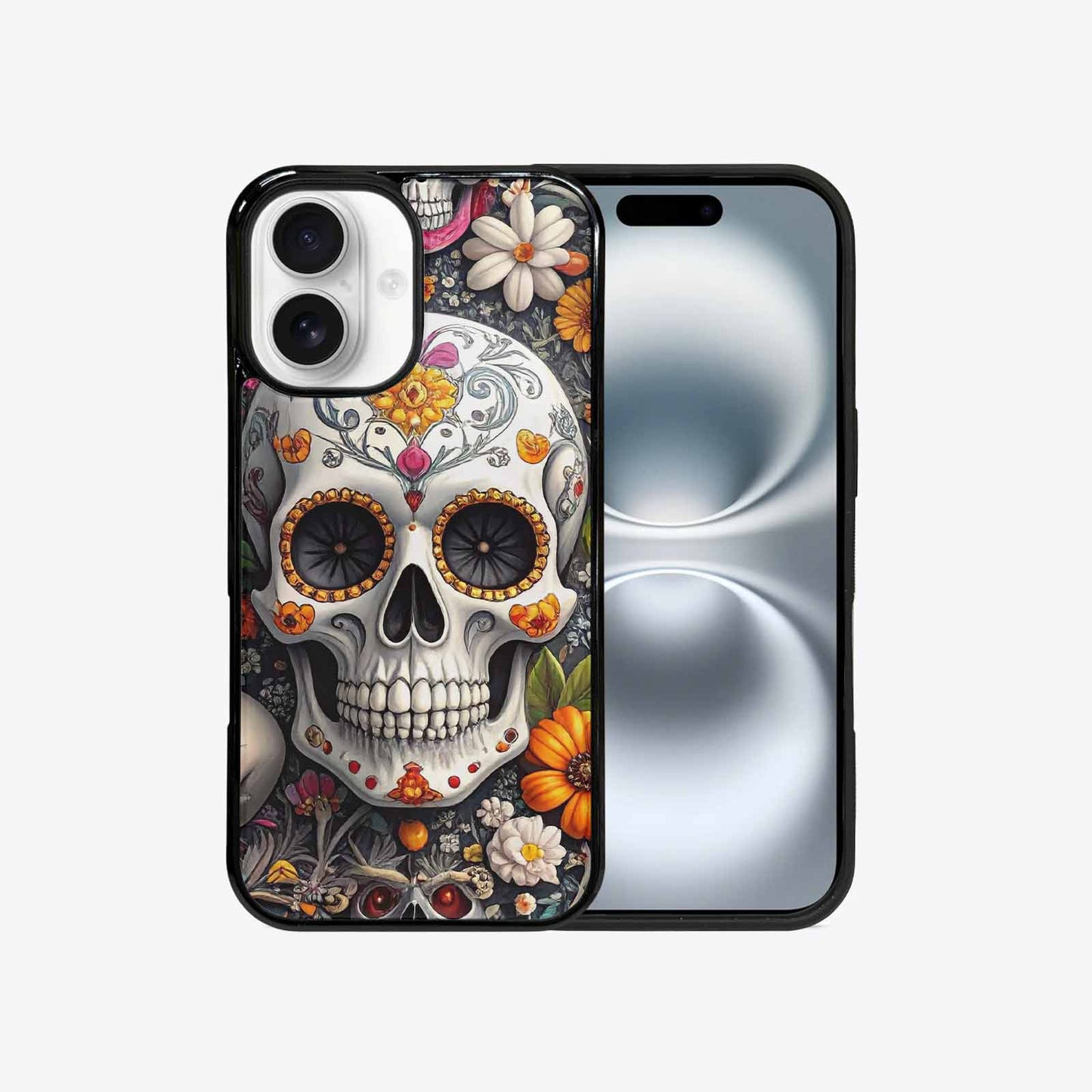 iPhone 16 Case — Greyscale Black And White Dark Black, Custom Designed Case Cover