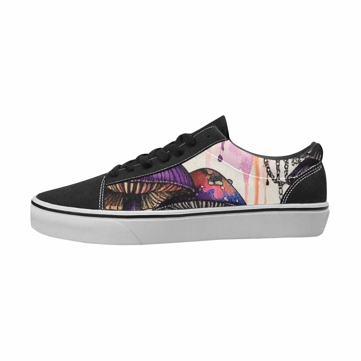 WOMEN'S Mushrooms Black & Purple Ink Canvas Custom Fashion Dreamcore Custom Art Shoes