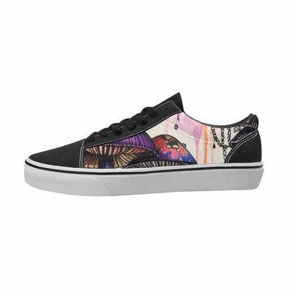 WOMEN'S Mushrooms Black & Purple Ink Canvas Custom Fashion Dreamcore Custom Art Shoes