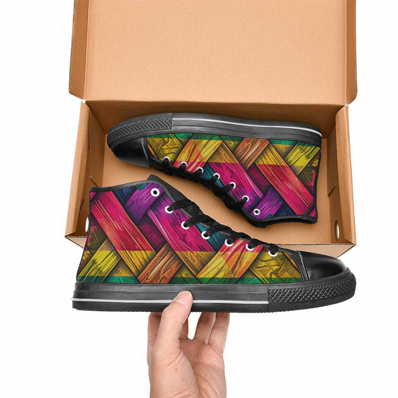 MEN'S Polysexual Flag Color High Top Canvas Surreal Custom Sneakers