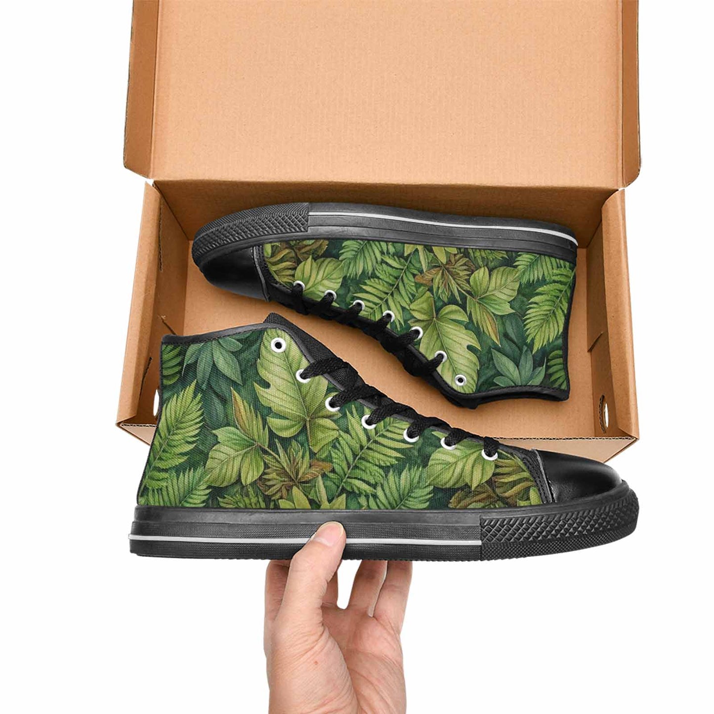 MEN'S Seven-Point Palmate Leaf High Top Canvas Surreal Shoes