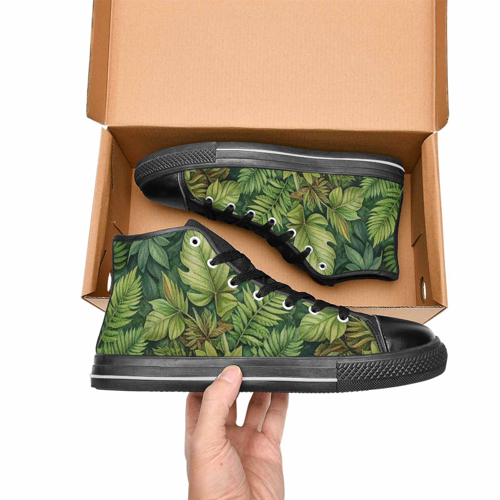 MEN'S Seven-Point Palmate Leaf High Top Canvas Surreal Shoes