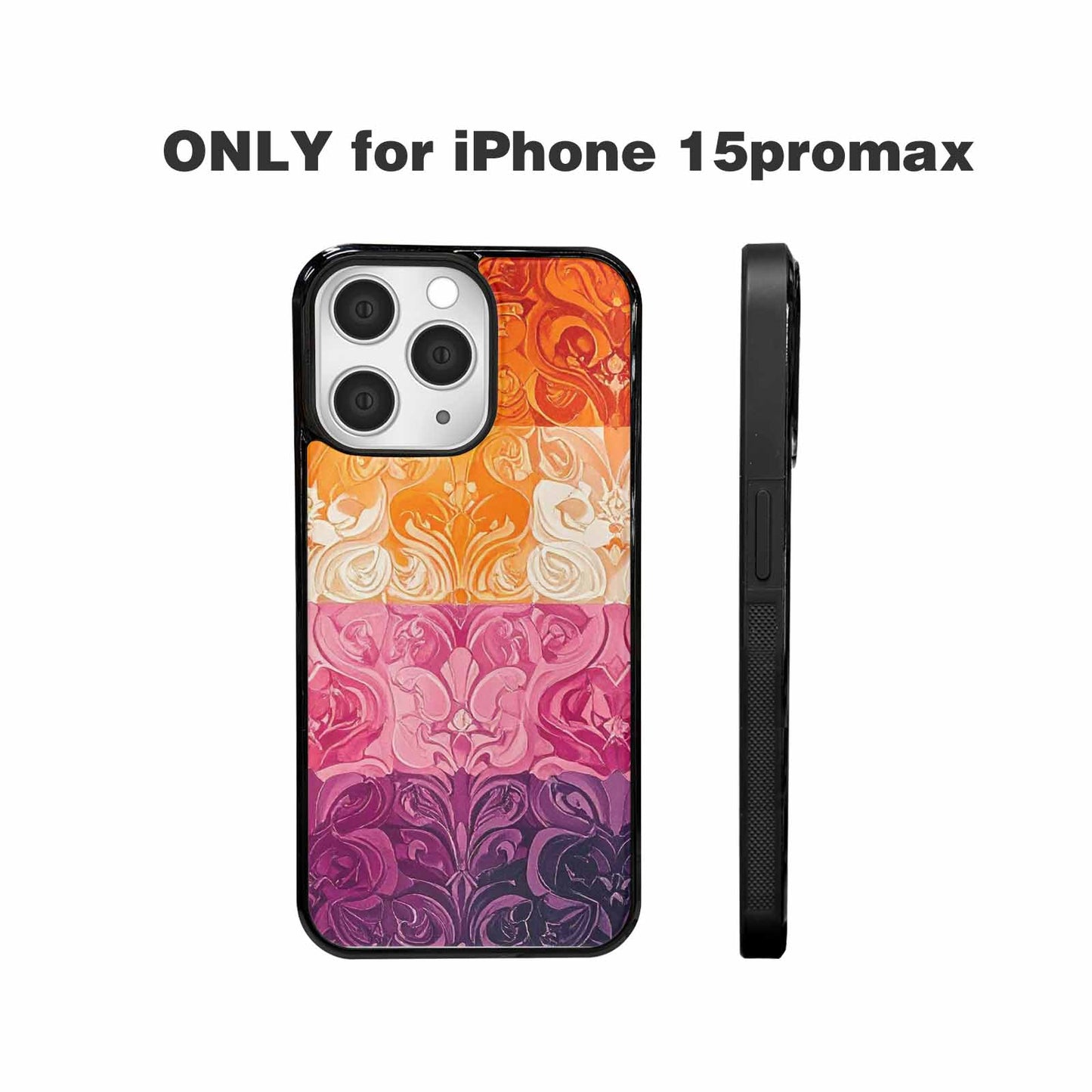 iPhone 15 Pro Max Case — Lesbian Flag Color Theme Small Rainbow, Custom Made Phone Cover