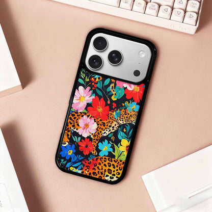 iPhone 17 Pro Case — Leopard Print Floral Animal Print, Custom Printed Phone Case