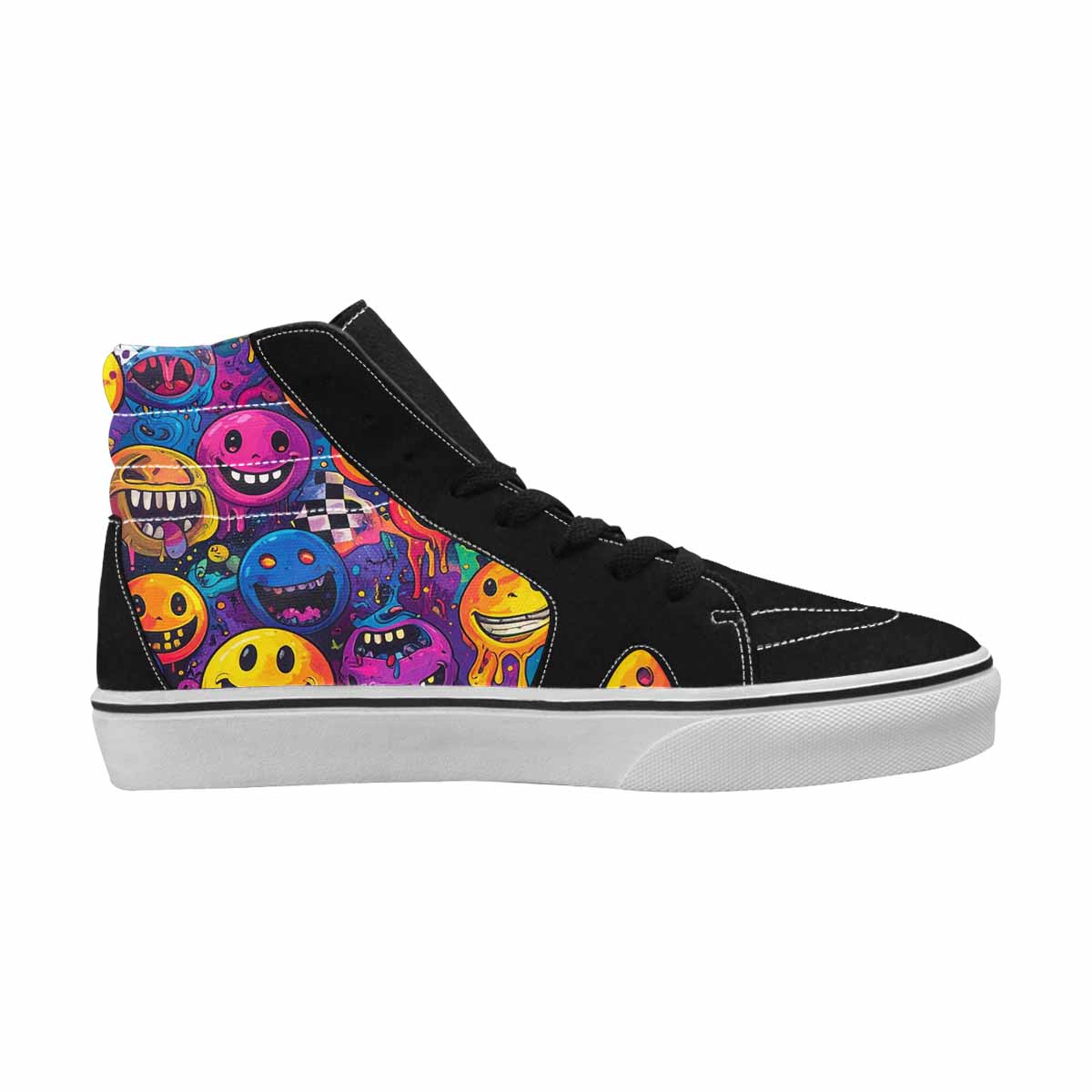 MEN'S Yellow Smiley Face High Top Canvas Dreamcore Shoes
