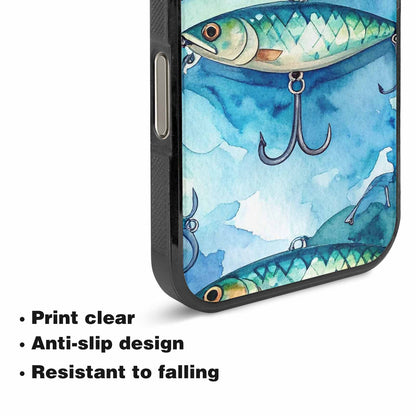 iPhone 16 Pro Case — Fishing Lure And Hook Pattern Seamless, Unique Phone Case Design