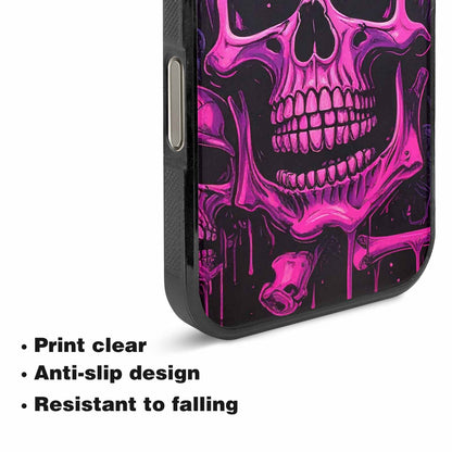 iPhone 16 Pro Case — Pink Purple Skeletons Neon Drip Melting, Custom Print Case Cover