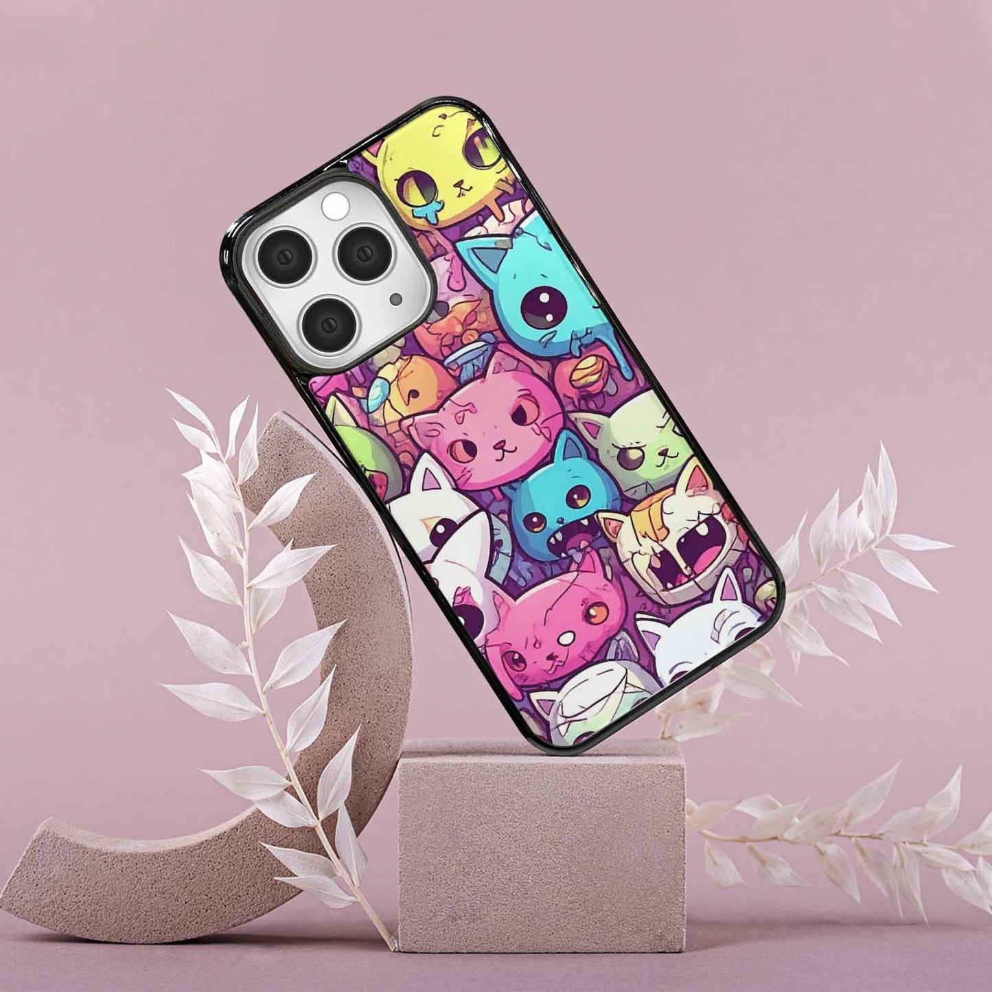 iPhone 15 Pro Max Case — Pastel Gore Cat Character Pattern Hundreds, Customized Protective Case