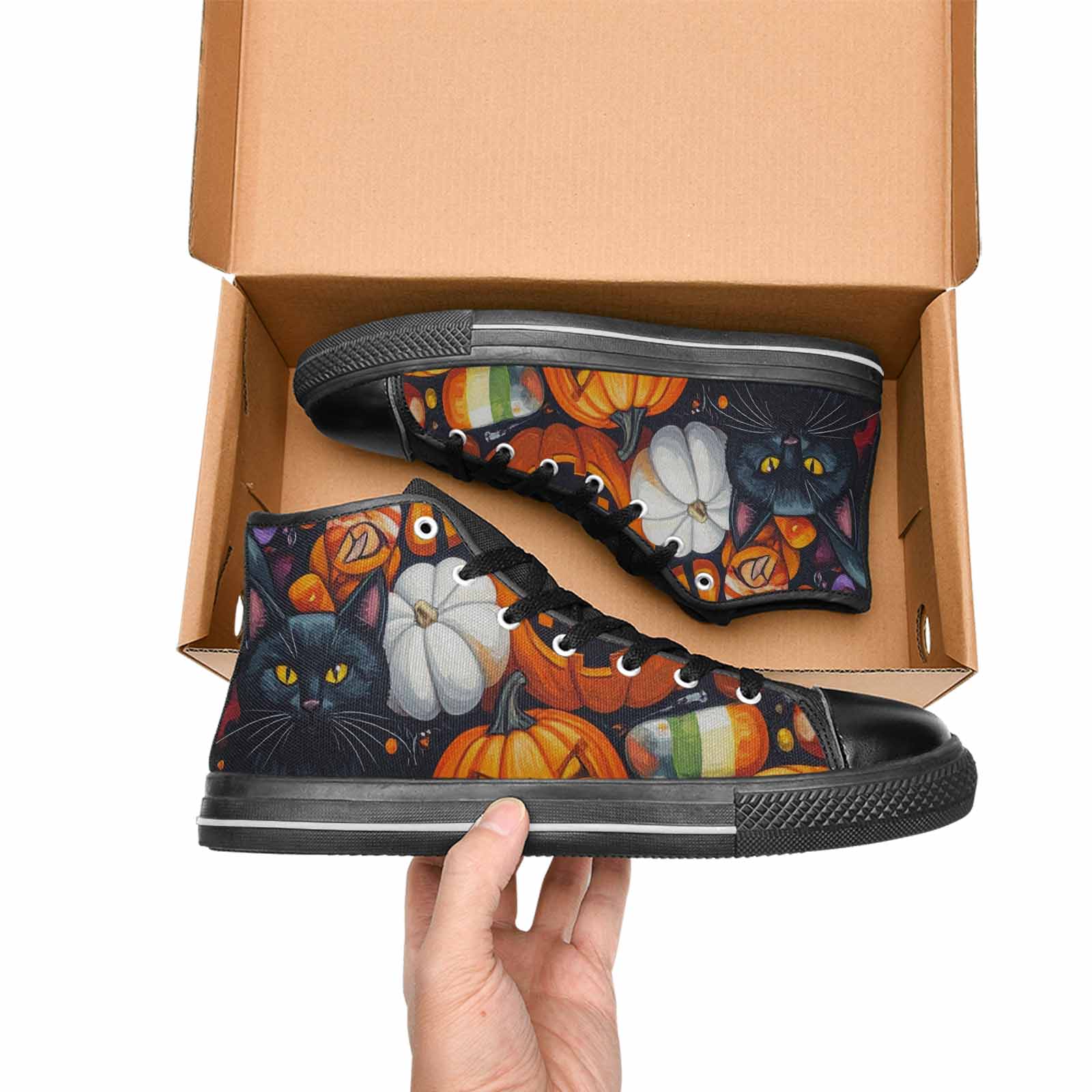 WOMEN'S Halloween High Top Canvas Vibrant Chaos Custom Shoes