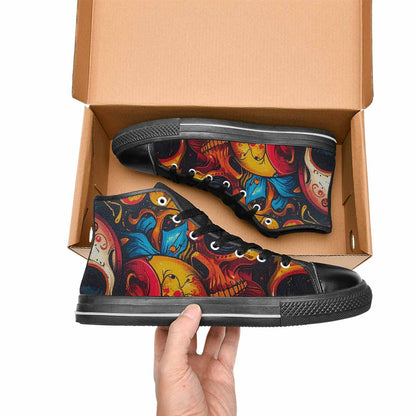 WOMEN'S Graffiti Skull High Top Canvas Cottagecore Sneakers