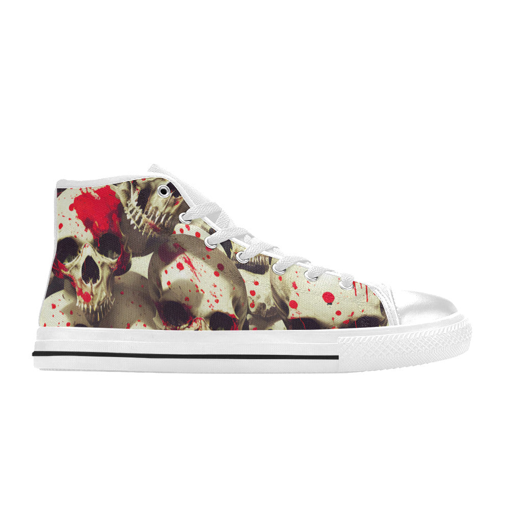 WOMEN'S Splatter Skulls 2 High Top Canvas Cottagecore Shoes