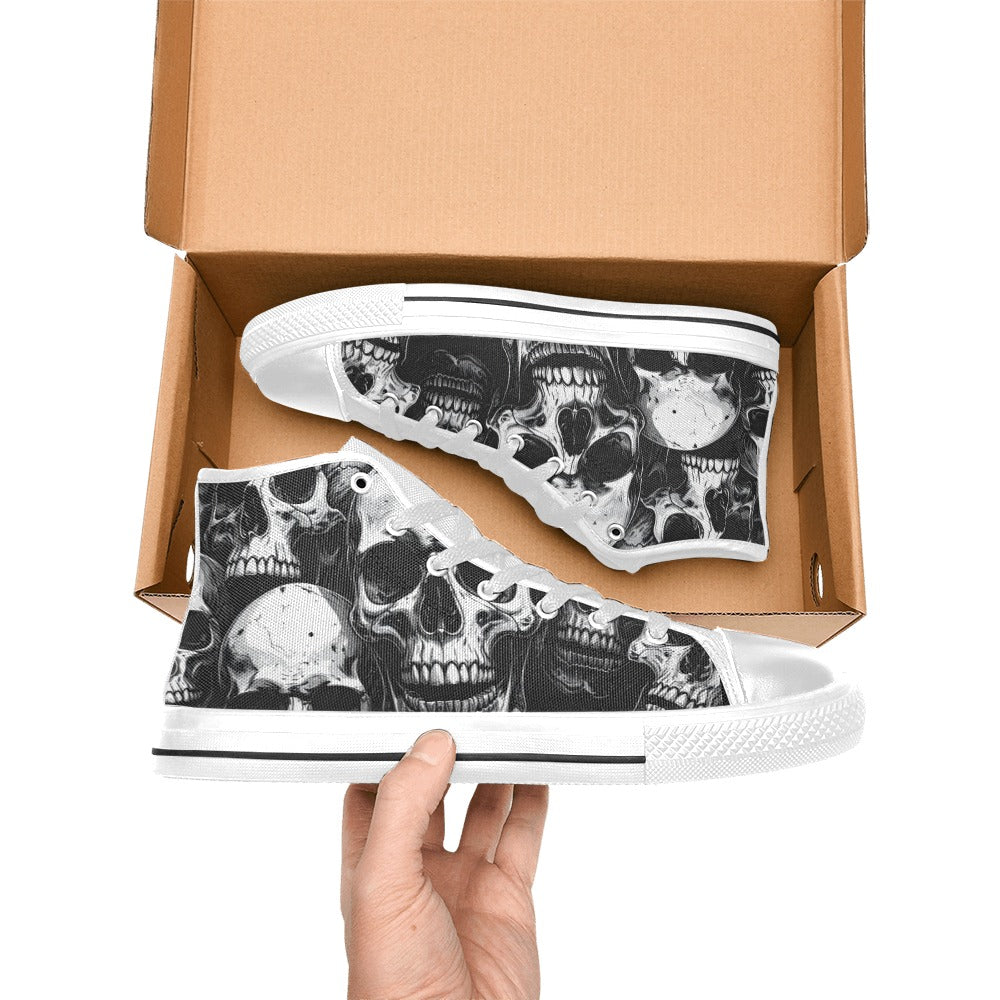 MEN'S Aggressive Comic Skull Black High Top Canvas Aesthetic Custom Sneakers