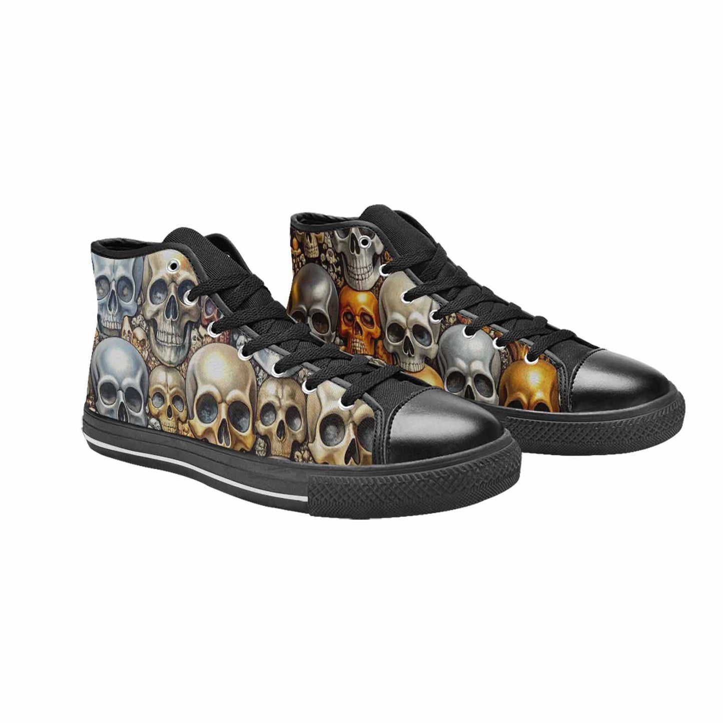 MEN'S Skulls - Metallic-Chrome- High Top Canvas Aesthetic Sneakers