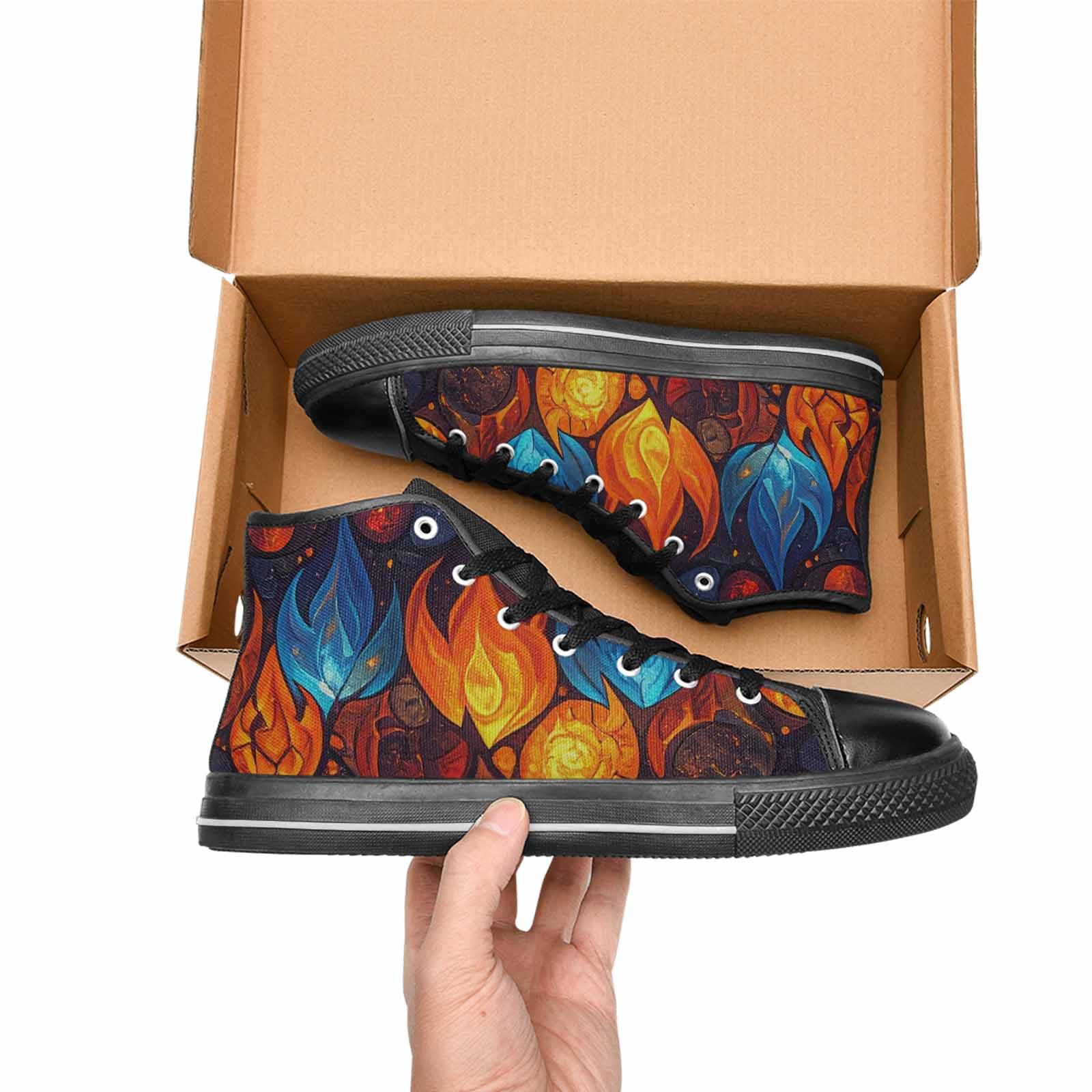 MEN'S Fire Flame High Top Canvas Aesthetic Sneakers