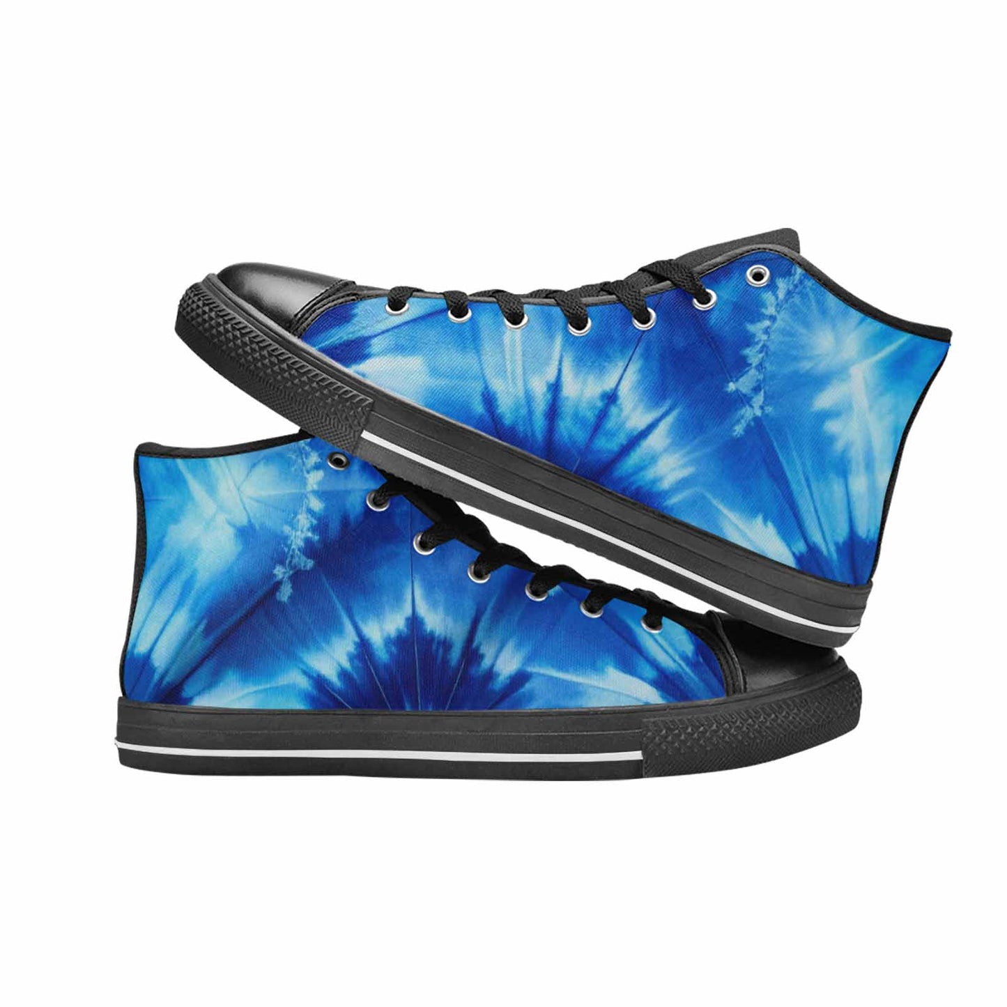 WOMEN'S Tie Dye Shibori Indigo High Top Canvas Wallpaper Art Shoes