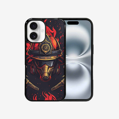 iPhone 16 Case — Firefighter Pattern Flames Axes Helmets Seamless, Custom Phone Case