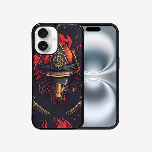iPhone 16 Case — Firefighter Pattern Flames Axes Helmets Seamless, Custom Phone Case